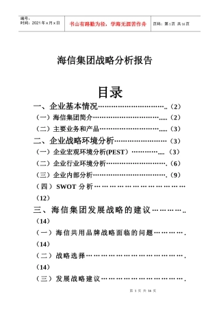 海信集团战略分析报告(打印)
