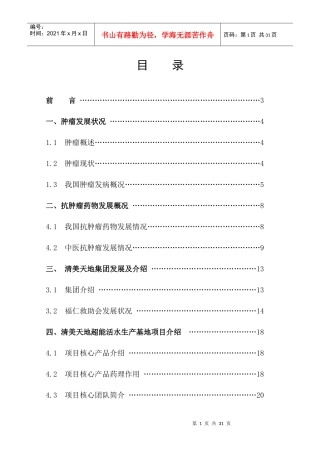 清美天地超能活水项目商业计划书