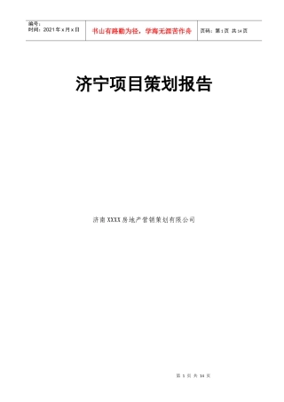 济宁项目策划报告(1)