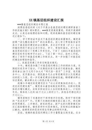XX镇基层组织建设汇报 