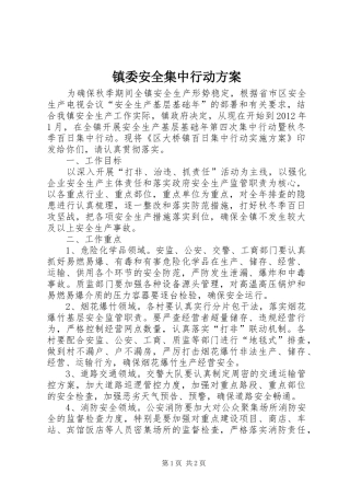 镇委安全集中行动方案
