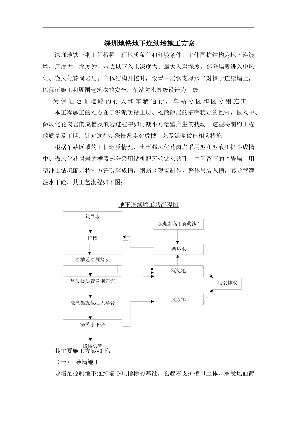 深圳地铁地下连续墙施工组织设计方案_第1页