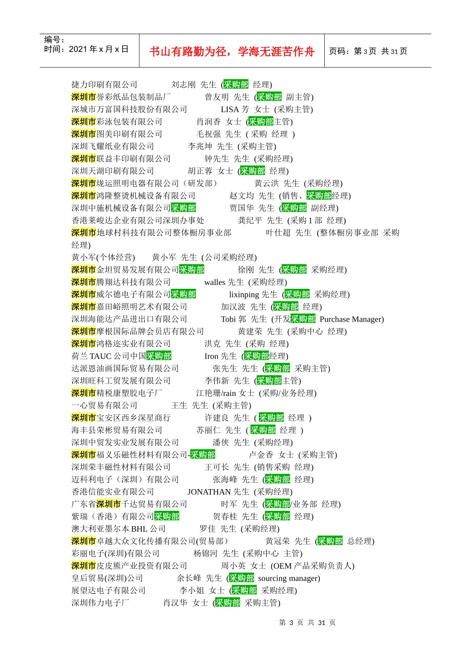 深圳最新采购经理人名册_第3页