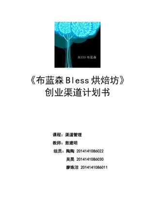 布蓝森Bless烘焙坊创业渠道计划书