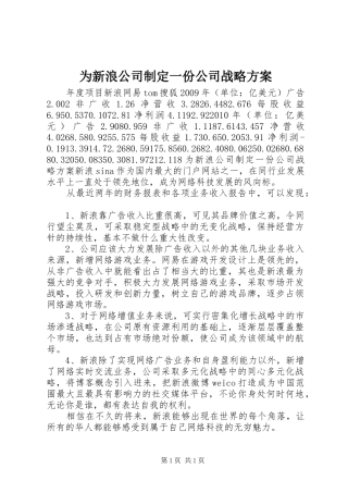 为新浪公司制定一份公司战略方案