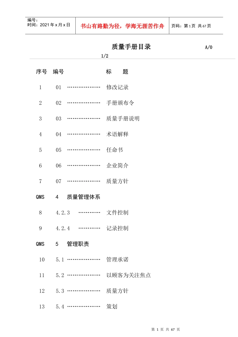 深圳某物业管理公司ISO9000质量手册_第1页