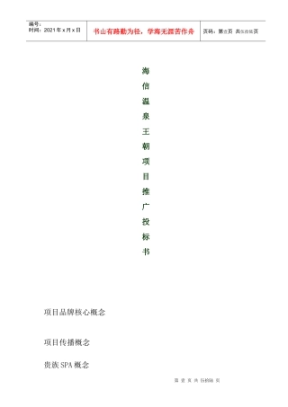 海信温泉王朝房地产项目推广投标书
