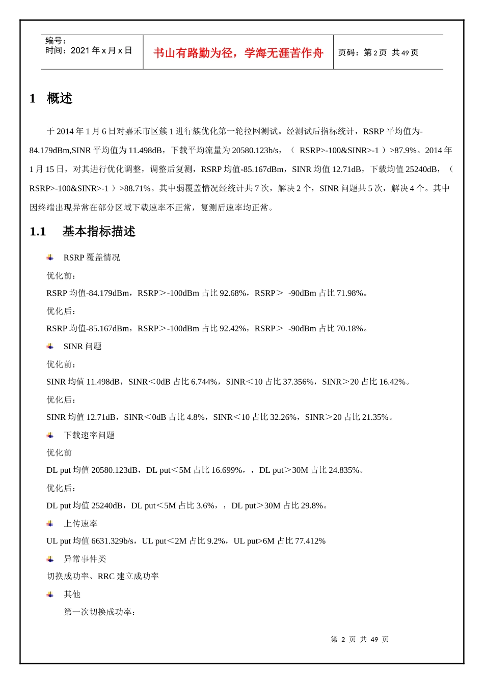 浙江嘉兴移动LTE项目嘉禾簇1优化总结报告_第2页