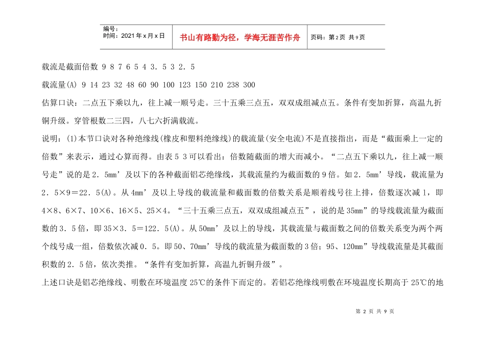 浅谈绝缘导线载流量估算_第2页