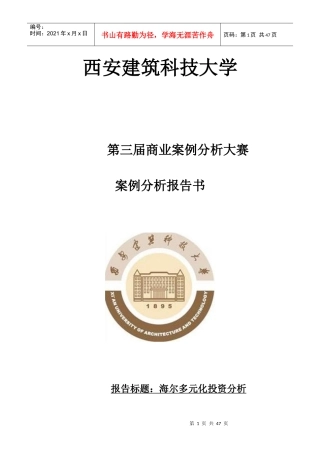 海尔多元化经营案例分析报告