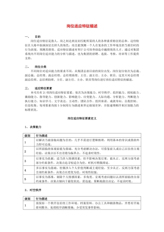 岗位适应特征描述