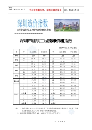 深圳市建筑工程投标价格指数t