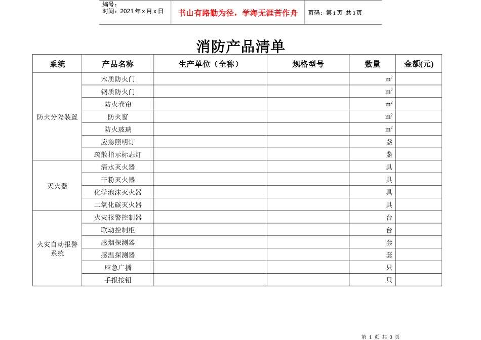 消防产品清单_第1页