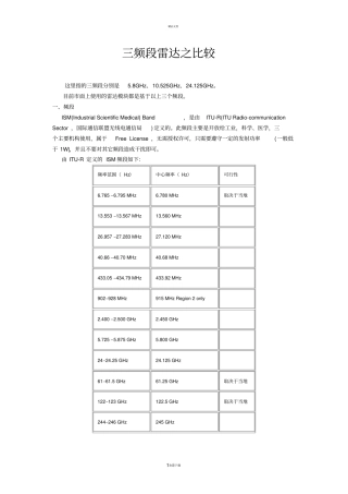 三频段雷达之比较