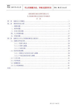 海尔公司人力资源诊断及设计方案