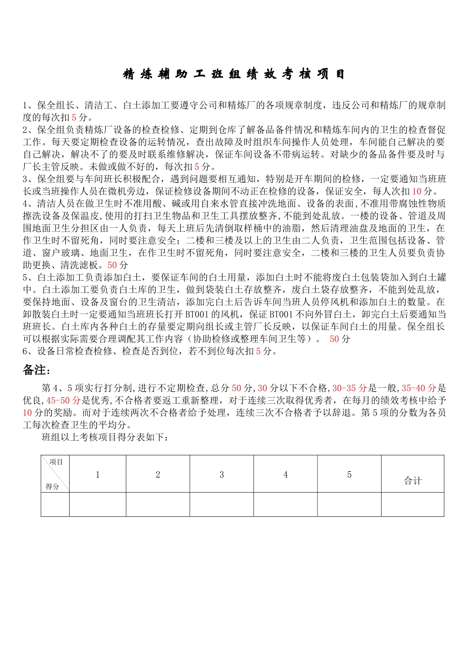 精炼厂班组、月度考评表_第3页