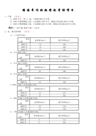 精炼厂班组、月度考评表