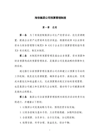 海信集团公司预算管理制度