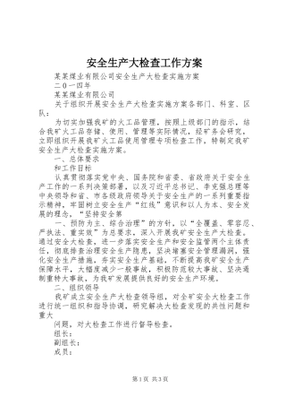 安全生产大检查工作实施方案 