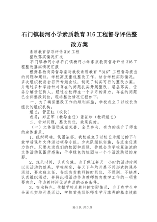 石门镇杨河小学素质教育316工程督导评估整改实施方案 