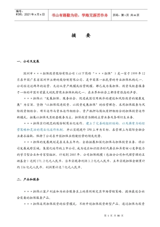 深圳某金融担保公司商业计划书