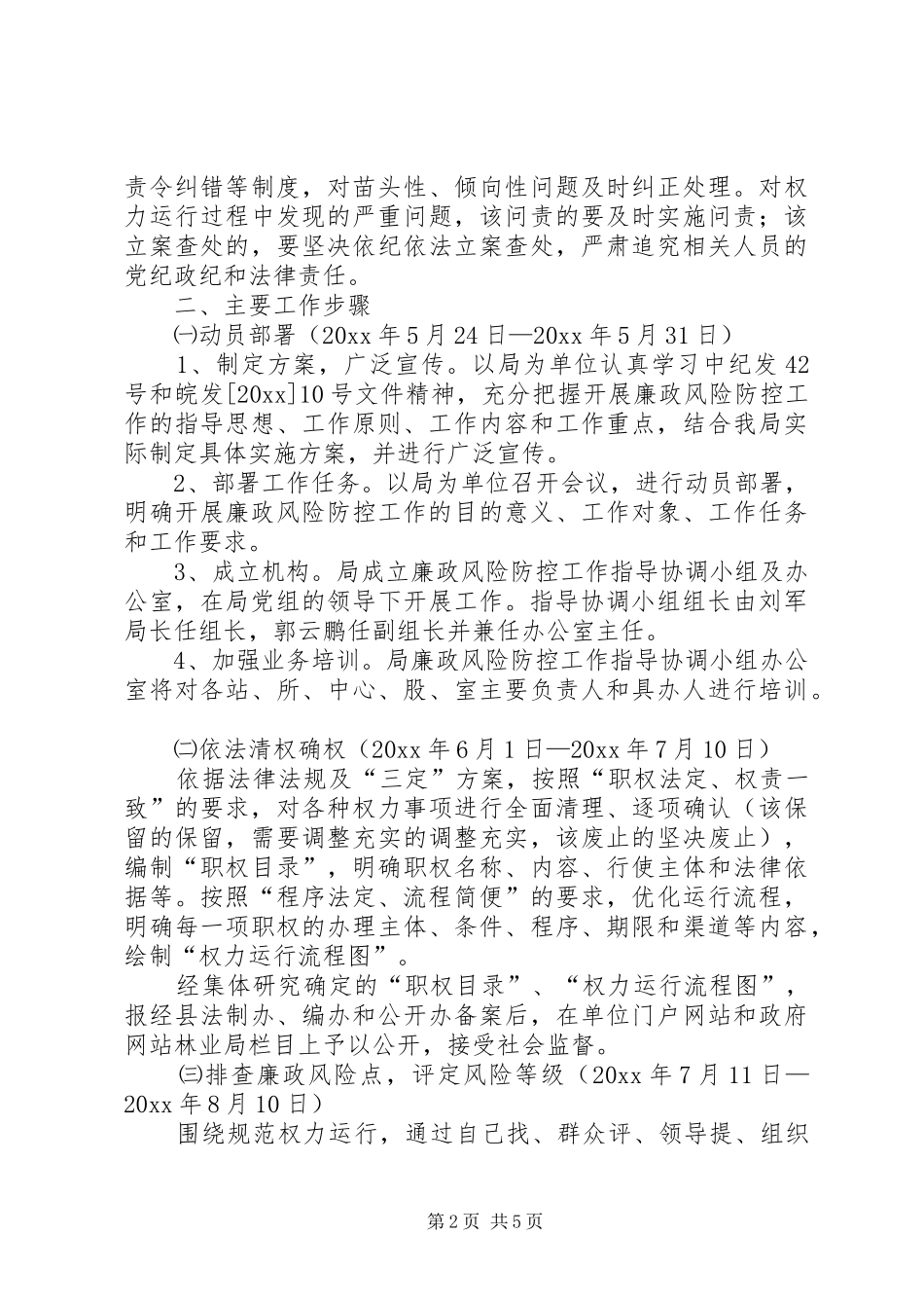 县林业局廉政风险防控工作方案 _第2页