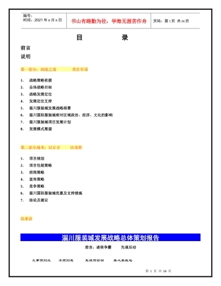 淄川服装城发展战略总体策划报告
