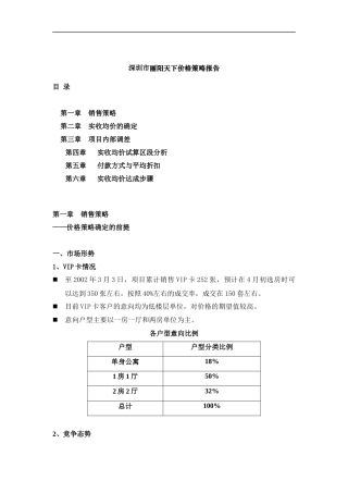 深圳市丽阳天下价格策略报告