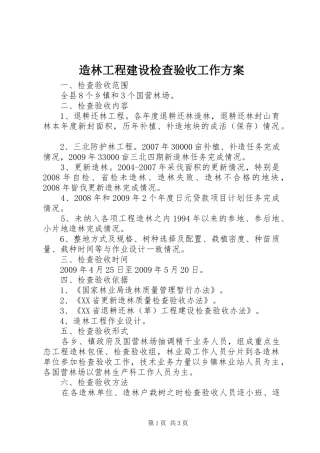 造林工程建设检查验收工作方案