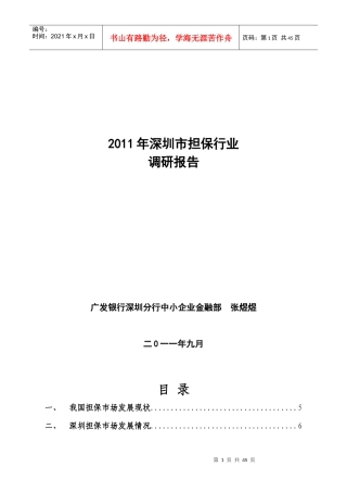 深圳市担保行业调研报告