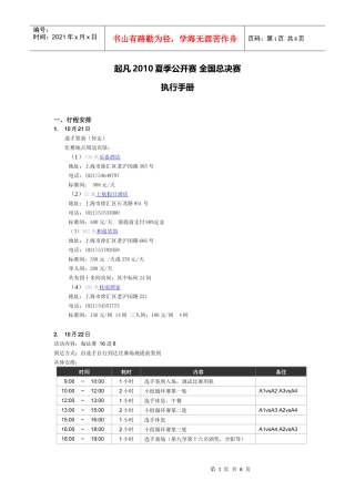 游戏竞技比赛总决赛执行手册比赛流程