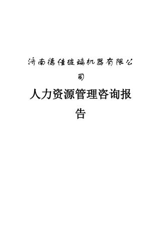 济南某公司人力资源管理咨询报告