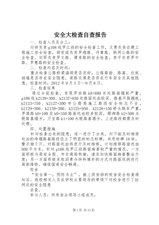 安全大检查自查报告 