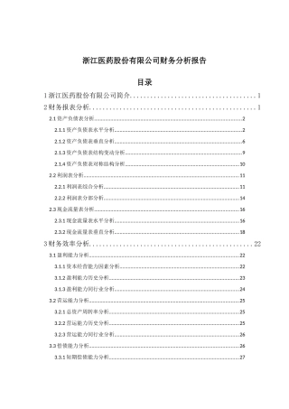 浙江医药XXXX年度财务分析报告