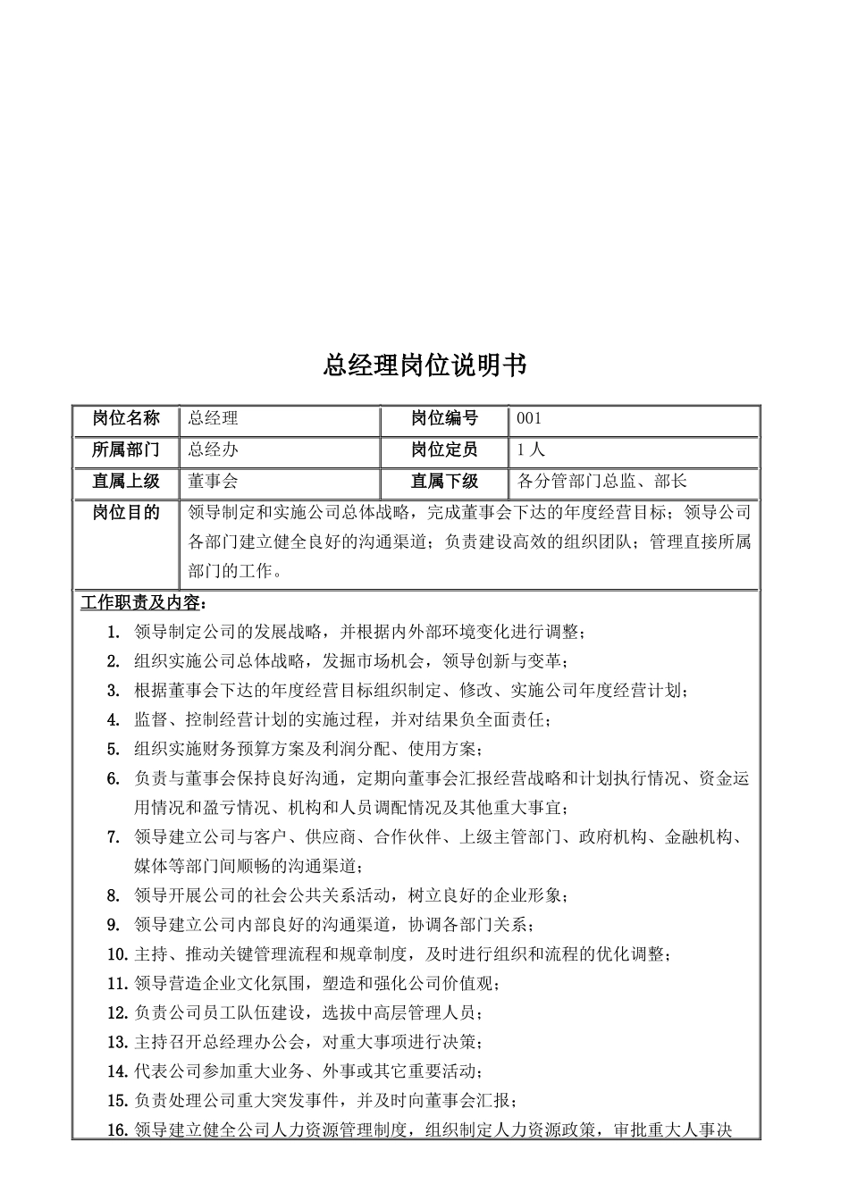 某高分子材料科技有限公司岗位说明书编写说明_第3页