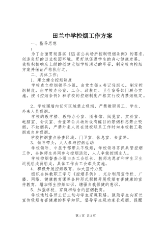 田兰中学控烟工作方案