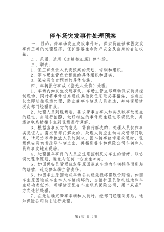 停车场突发事件处理预案