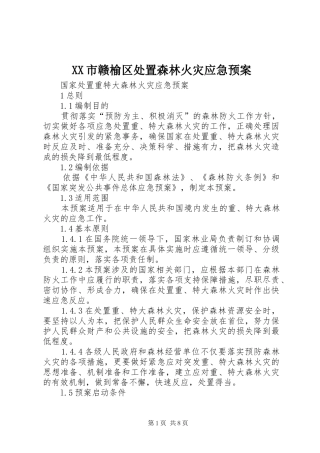 XX市赣榆区森林火灾应急预案 