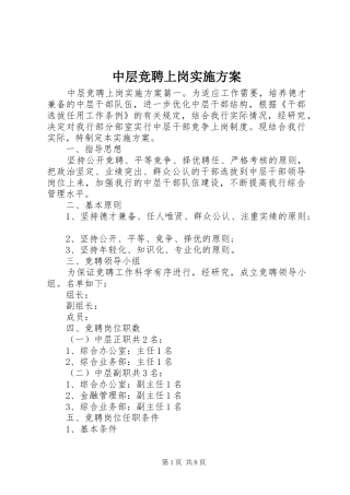 中层竞聘上岗实施方案
