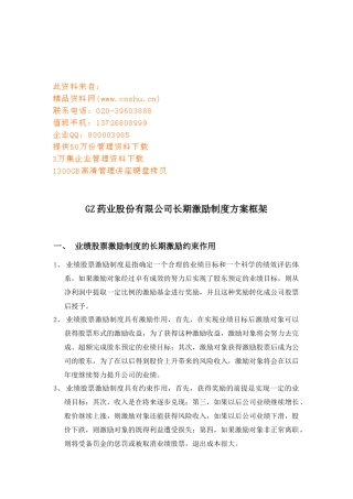 某公司长期激励制度方案框架