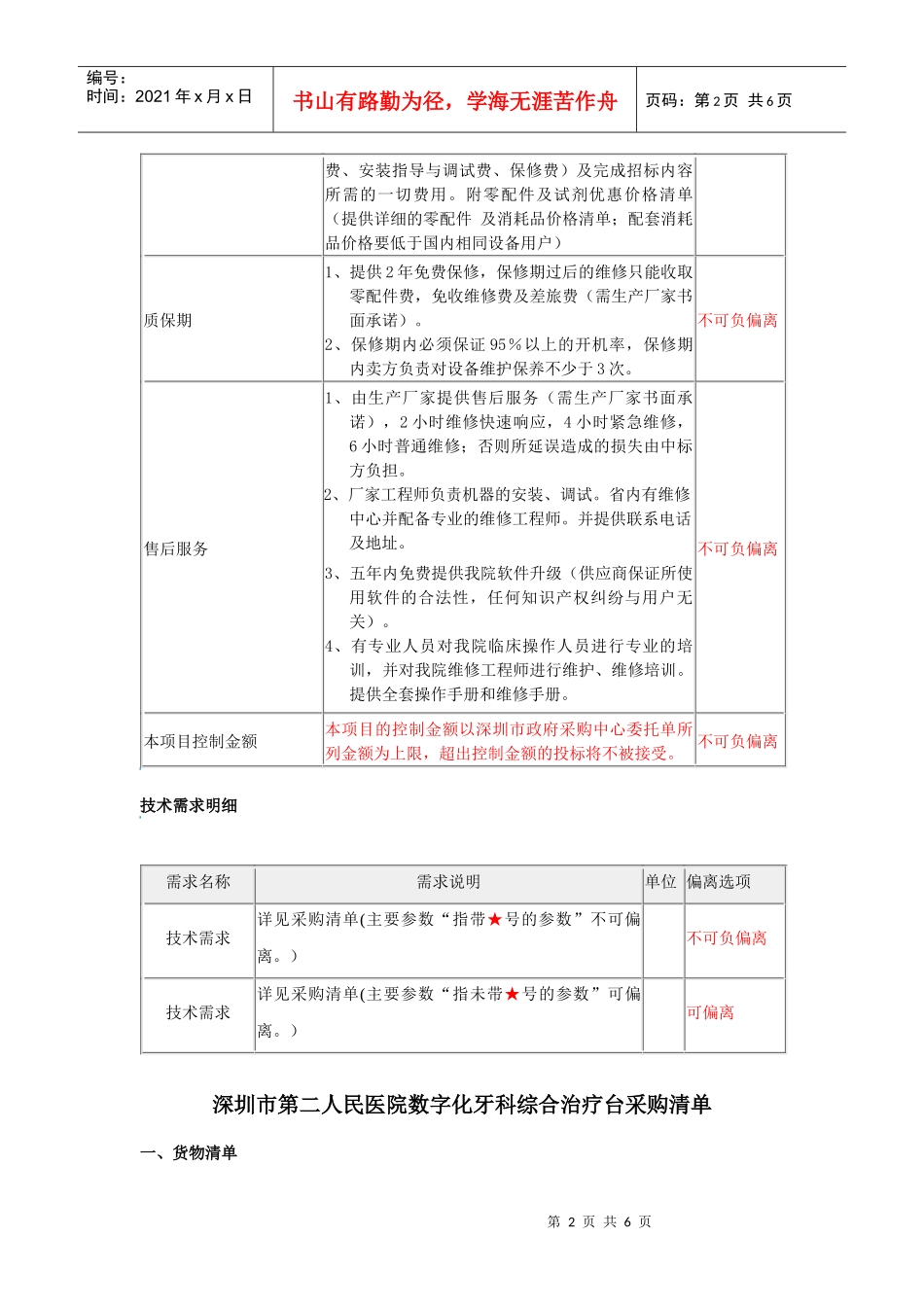 深圳市第二人民医院数字化牙科综合治疗台采购需求指标明细_第2页