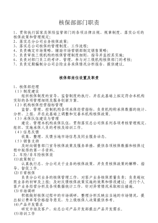 某公司核保部职责及相关制度汇编