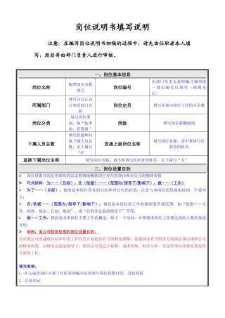 岗位说明填写说明