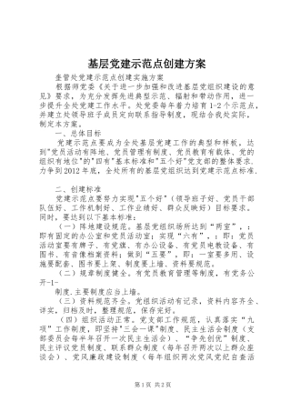 基层党建示范点创建实施方案 