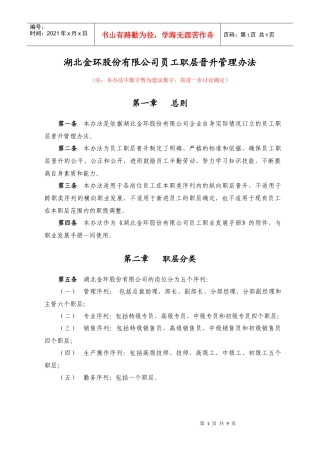 湖北金环公司员工职层晋升管理办法