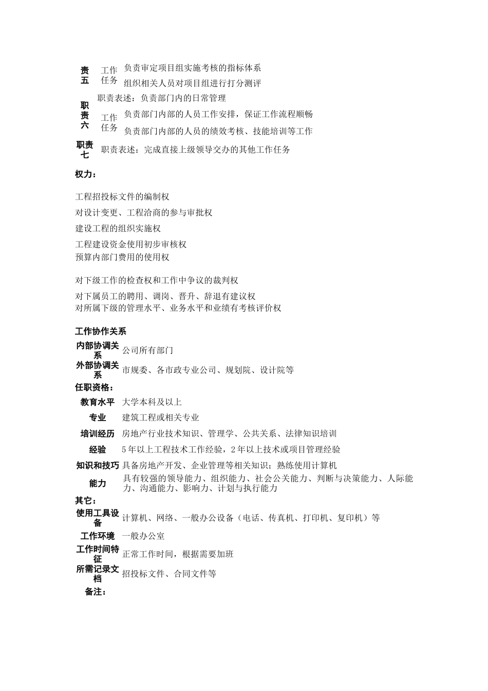 北京房产开发公司工程技术部职务说明书_第2页