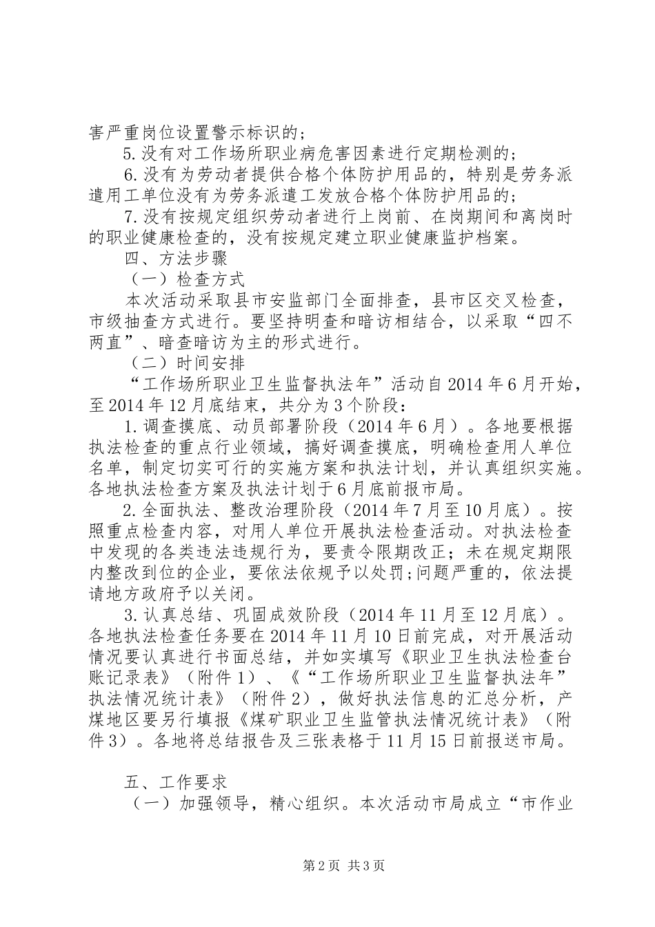 职业卫生监督执法年实施方案_第2页