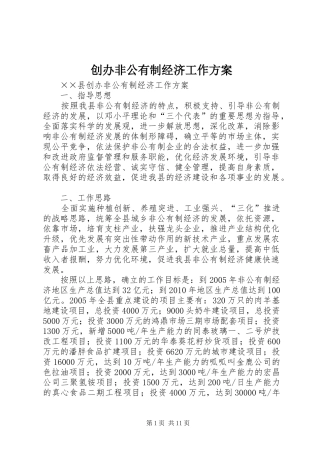 创办非公有制经济工作实施方案 