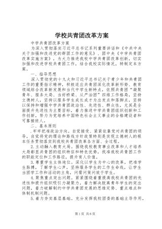 学校共青团改革实施方案 