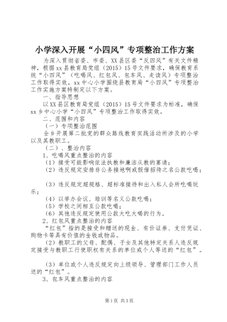 小学深入开展“小四风”专项整治工作方案